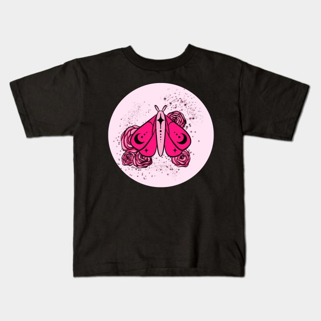 pink celestial moth Kids T-Shirt by hgrasel